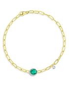 Meria T 14k Yellow Gold Emerald & Diamond Chain Bracelet
