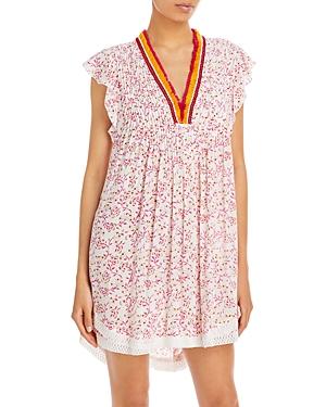 Poupette St. Barth Sasha Pleated Fringe Trim Dress