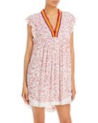 Poupette St. Barth Sasha Pleated Fringe Trim Dress