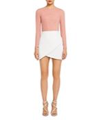 Alice And Olivia Fidela Leather & Crepe Crossover Mini Skirt (64% Off) Comparable Value $550