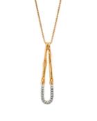 John Hardy Bamboo 18k Gold And Diamond Hoop Pendant Necklace, 16