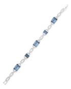 Lauren Ralph Lauren Pave & Blue Stone Flex Bracelet In Silver Tone