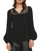 Maje Lockette Pleated Lace-inset Top