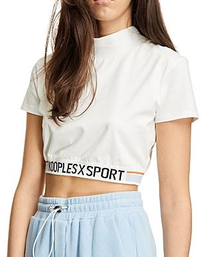 The Kooples Ecru Cotton Tricolor Logo Band Tee