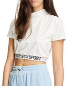 The Kooples Ecru Cotton Tricolor Logo Band Tee