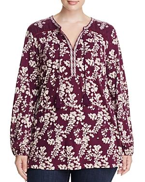 Lucky Brand Plus Embroidered Peasant Top