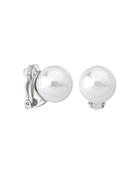 Majorica Sterling Silver Simulated Pearl Clip-on Button Earrings