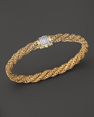 John Hardy Women's 18k Gold Classic Chain Diamond Pave Flat Twisted Chain Bracelet