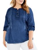 Nic+zoe Plus Double Gauze Three Quarter Sleeve Top