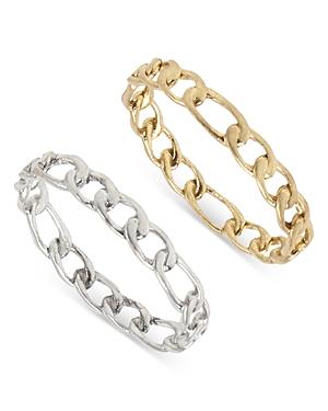 Allsaints Frozen Chain Rings, Set Of 2