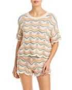 L*space Make Waves Crochet Knit Cover Up Top