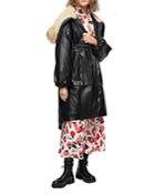 Pinko Villanova Faux Fur & Faux Leather Parka