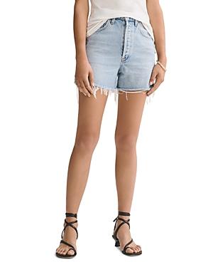Agolde Cotton Denim Shorts In Chimes