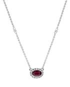 Bloomingdale's Ruby & Diamond Halo Pendant Necklace In 14k White Gold, 17 - 100% Exclusive