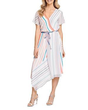 Dkny Flutter Sleeve Faux Wrap Midi Dress