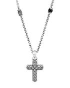 John Hardy Sterling Silver Classic Chain Black Onyx & Cross Pendant Necklace, 26