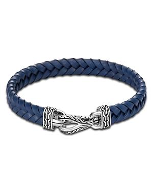 John Hardy Sterling Silver & Blue Leather Classic Chain Asli Braided Cord Bracelet
