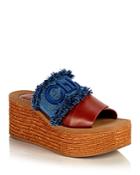 Chloe Women's Woody Embroidered Espadrille Platform Slide Sandals