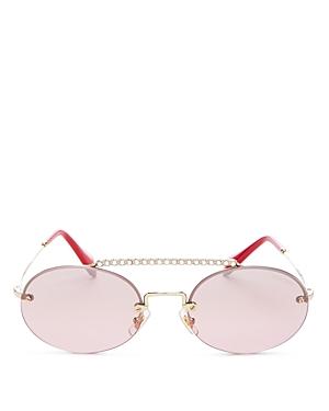 Miu Miu Women's Embellished Brow Bar Mirrored Round Sunglasses, 54mm