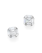 Diamond Princess Cut And Baguette Stud Earrings In 14k White Gold, .50 Ct. T.w.