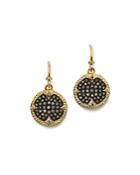 Armenta Blackened Sterling Silver & 18k Yellow Gold Old World Champagne Diamond Carved Disc Earrings