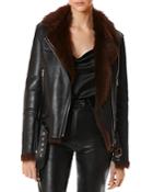 Nour Hammour Vivienne Shearling Collar Leather Jacket
