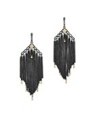 Armenta 18k Yellow Gold & Blackened Sterling Silver Old World Cravelli Champagne Diamond Chain Chandelier Earrings
