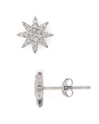 Bloomingdale's Diamond Starburst Stud Earrings In Sterling Silver - 100% Exclusive