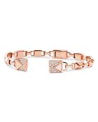 Michael Kors Mercer Link Semi-precious Sterling Silver Center Back Hinged Cuff In 14k Gold-plated Sterling Silver, 14k Rose Gold-plated Sterling Silver Or Solid Sterling Silver
