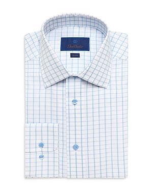 David Donahue Cotton Textured Check Trim Fit Dress Shirt