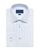 David Donahue Cotton Textured Check Trim Fit Dress Shirt