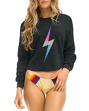 Aviator Nation Rainbow Bolt Cropped Crew Sweatshirt