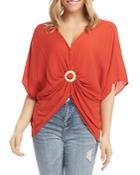 Karen Kane Rattan Buckle Twist Front Top