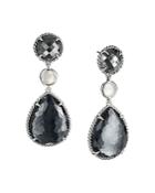 David Yurman Chatelaine Teardrop Earrings With Hematine With Crystal Overlay, Hematine & Milky Quartz Over Mother-of-pearl