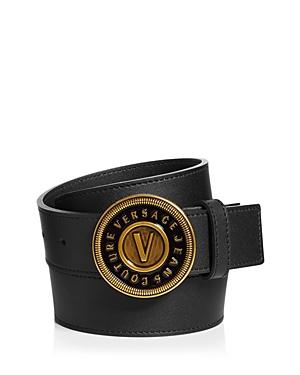 Versace Jeans Couture Round Plaque Men's Leather Belt