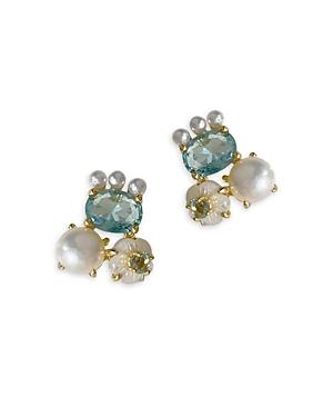 Nicola Bathie Abstract Paris Blue Stone Stud Earrings