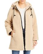 Sanctuary Hooded Zip Front Faux Sherpa Coat