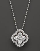 Diamond Cluster Pendant Necklace In 14k White Gold, .75 Ct. T.w.