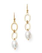 Bloomingdale's Cultured Freshwater Pearl Double Link Drop Earrings In 14k Yellow Gold - 100% Exclusive