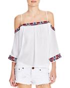 Piper Xico Embroidered Off-the-shoulder Top