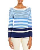 Alberta Ferretti Striped Pure Cotton Boat Neck Sweater