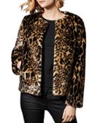 Karen Millen Leopard Print Faux Fur Jacket