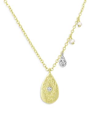 Meira T 14k Yellow Gold Diamond & Cultured Freshwater Pearl Teardrop Necklace, 18