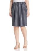 Junarose Plus Domias Striped Pull-on Pencil Skirt