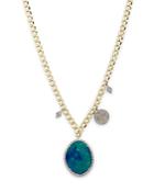 Meira T Diamond & Opal Drop Curb Chain Necklace In 14k Yellow & White Gold