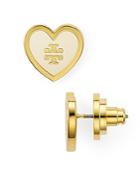 Tory Burch Lacquered Logo Heart Stud Earrings