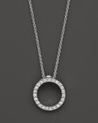 Roberto Coin 18k White Gold And Diamond Extra Small Circle Necklace, 16