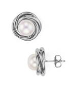Nancy B Sterling Silver And Cultured Freshwater Pearl Knot Stud Earrings