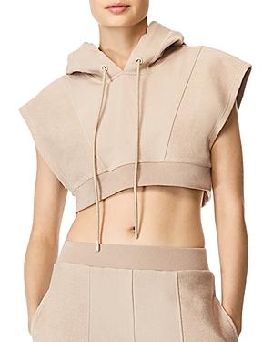 Herve By Herve Leger Paneled Sleeveless Cropped Hoodie