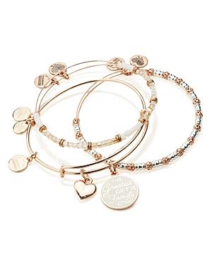 Alex And Ani Words Are Powerful The Greatest Gift Is Family Expandable Charm Bracelets, Set Of 3